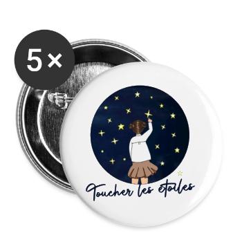 Toucher les etoiles - Citation Inspiration Reve - Lot de 5 grands badges (56 mm) - blanc - Devant