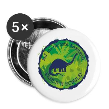 Dino Brachiosaurus Adventure Finally School - Buttons large 2.2''/56 mm (5-pack) - white - Front