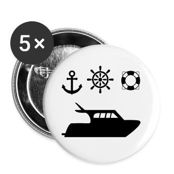 Canot automobile - Lot de 5 grands badges (56 mm) - blanc - Devant