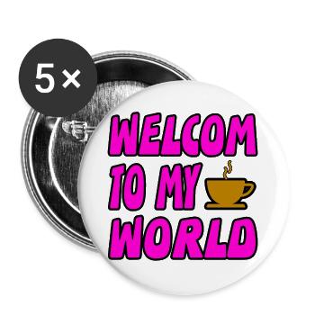 Kaffee - Buttons groß 56 mm (5er Pack) - Weiß - Vorne