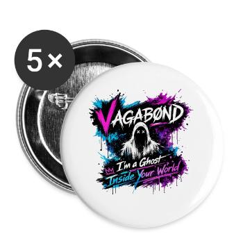 Vagabond Ghost Graffiti - Buttons large 2.2''/56 mm (5-pack) - white - Front