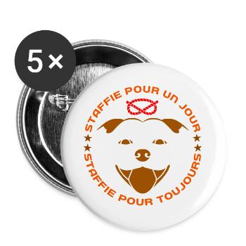 Staffie pour toujours - 025 - Lot de 5 grands badges (56 mm) - blanc - Devant
