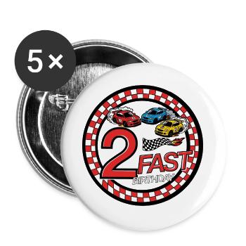2 Almost Birthday Race Car - Buttons large 2.2''/56 mm (5-pack) - white - Front
