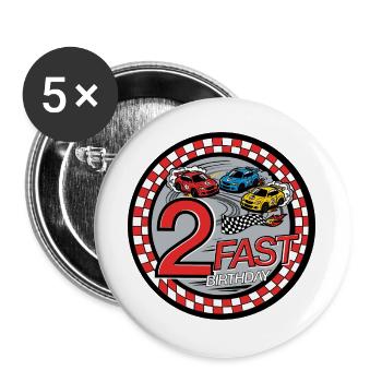 2 Almost Birthday Racing Fun - Buttons large 2.2''/56 mm (5-pack) - white - Front