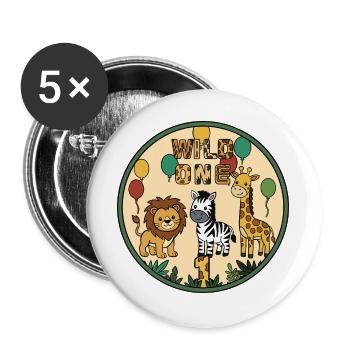 WILD ONE Animal Joy Circle Badge - Buttons large 2.2''/56 mm (5-pack) - white - Front