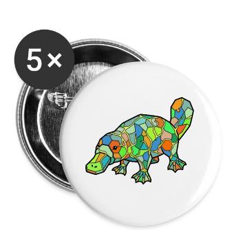 Mosaic Platypus Rainbow Style - Buttons large 2.2''/56 mm (5-pack) - white - Front