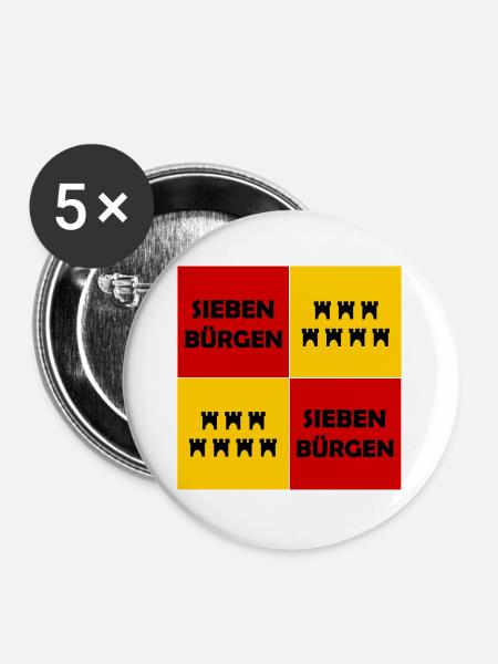 Siebenbürgen Quadrat Muster - Buttons groß 56 mm (5er Pack) - Weiß