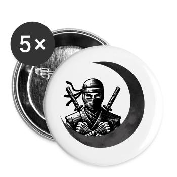 Shinobi Ninja – Geek-Geschenk - Buttons groß 56 mm (5er Pack) - Weiß - Vorne