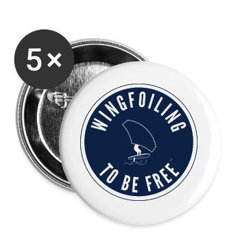 Wingfoiling to be free – Badge in Navy - Buttons large 2.2''/56 mm (5-pack) - white - Front