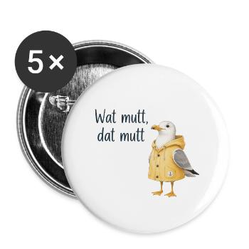 Wat mutt dat mutt Seemöwe Hoodie - Buttons groß 56 mm (5er Pack) - Weiß - Vorne