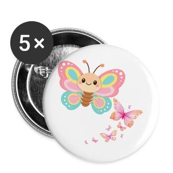 Pastel Butterfly Motif - Buttons large 2.2''/56 mm (5-pack) - white - Front