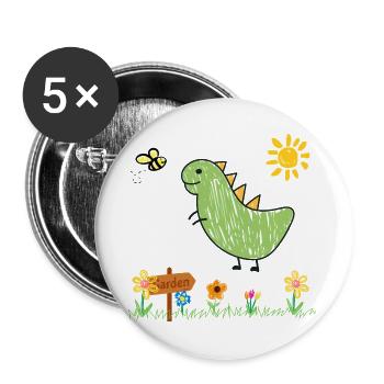Dino Garden Green Kids - Buttons large 2.2''/56 mm (5-pack) - white - Front