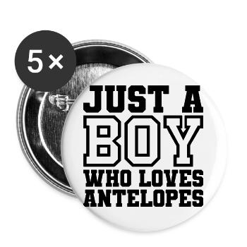 Just A Boy Who Loves Antelopes - Buttons large 2.2''/56 mm (5-pack) - white - Front