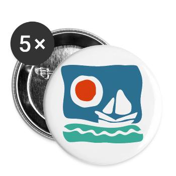 Sailboat on azure sea – Marine illustration - Buttons large 2.2''/56 mm (5-pack) - white - Front