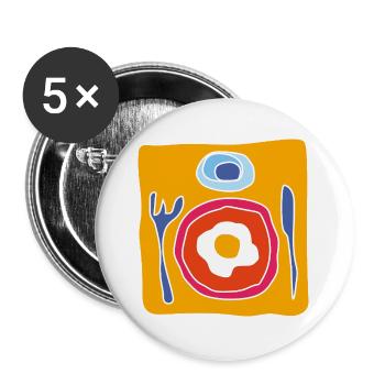 Colorful Fried Egg – Pop Illustration - Buttons large 2.2''/56 mm (5-pack) - white - Front