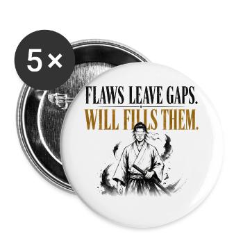 Stoic Samurai Will Fills Them Gym Motivation Shirt - Buttons large 2.2''/56 mm (5-pack) - white - Front