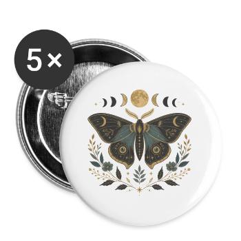 Vintage Moth & Moon – Celestial Dark Academia - Buttons large 2.2''/56 mm (5-pack) - white - Front