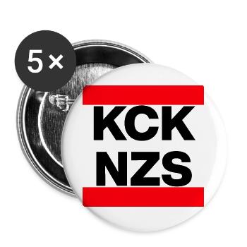 KCK NZS! STATEMENT AGAINST NEO-NAZIS, NEVER AGAIN - Buttons large 2.2''/56 mm (5-pack) - white - Front
