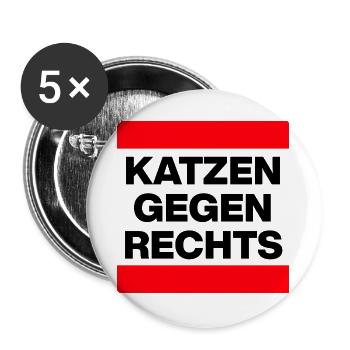 KATZEN GEGEN RECHTS, NO AFD NO NZS, NIE WIEDER - Buttons groß 56 mm (5er Pack) - Weiß - Vorne