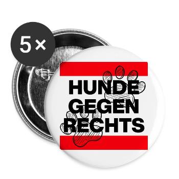 HUNDE GEGEN RECHTS, NO AFD NO NZS, NIE WIEDER - Buttons groß 56 mm (5er Pack) - Weiß - Vorne