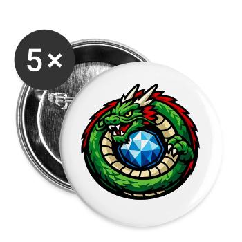 Green Dragon with Diamond - Buttons large 2.2''/56 mm (5-pack) - white - Front