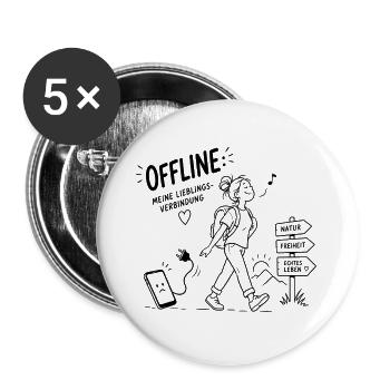 Offline Abenteuer Wanderin Pfadzeichen - Buttons groß 56 mm (5er Pack) - Weiß - Vorne