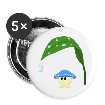 Blue Mushroom - Buttons large 2.2''/56 mm (5-pack) - white - Front
