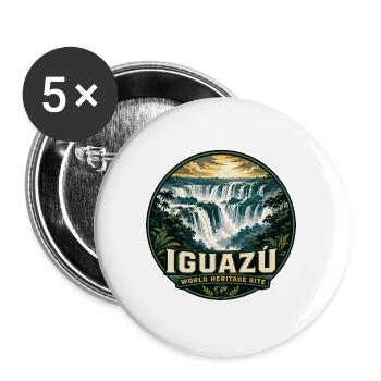 Iguazu Falls Argentina Brazil Vintage Badge - Buttons large 2.2''/56 mm (5-pack) - white - Front