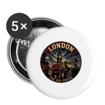 Badge de voyage vintage London Big Smoke - Lot de 5 grands badges (56 mm) - blanc - Devant