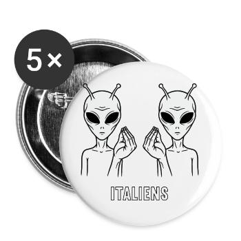 Lustiges Italienisches Alien Italien - Buttons groß 56 mm (5er Pack) - Weiß - Vorne