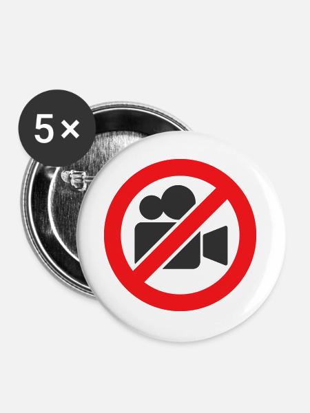 Warnschild für keine Videoaufnahme - Buttons groß 56 mm (5er Pack) - Weiß