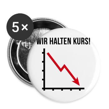 Wir Halten Kurs! (Fortschritt / Abwärts / POS 2C) - Buttons groß 56 mm (5er Pack) - Weiß - Vorne