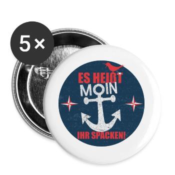 Es_heisst_Moin-_Ihr_Spacken - Buttons groß 56 mm (5er Pack) - Weiß - Vorne
