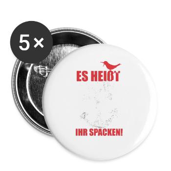 es_heisst_moin-_spacken - Buttons groß 56 mm (5er Pack) - Weiß - Vorne