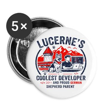 Lucerne Journalist Proud Dachshund Parent Apparel - Buttons large 2.2''/56 mm (5-pack) - white - Front