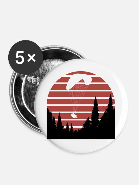 Gleitschirm_uber_Wald - Buttons groß 56 mm (5er Pack) - Weiß