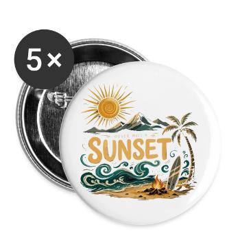 Never Miss A Sunset Surf Beach - Buttons large 2.2''/56 mm (5-pack) - white - Front