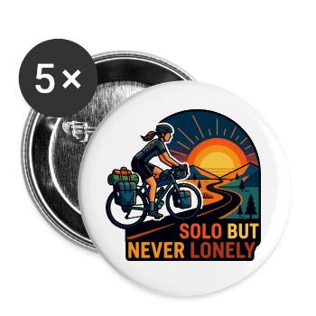 Solo But Never Lonely Cyclist Art - Buttons large 2.2''/56 mm (5-pack) - white - Front