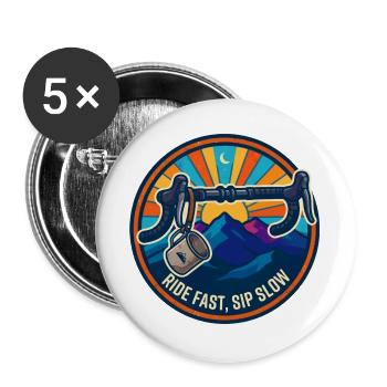 Ride Fast Sip Slow Retro Bike Badge - Buttons large 2.2''/56 mm (5-pack) - white - Front