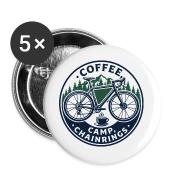 Coffee Camp Kettenblätter Vintage Bike Emblem - Buttons groß 56 mm (5er Pack) - Weiß - Vorne