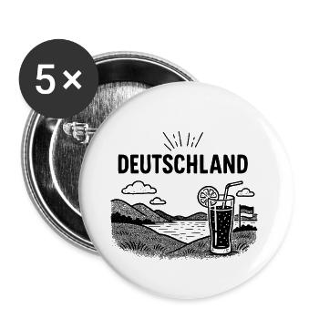 Deutschland - Urlaubsstimmung - Buttons groß 56 mm (5er Pack) - Weiß - Vorne