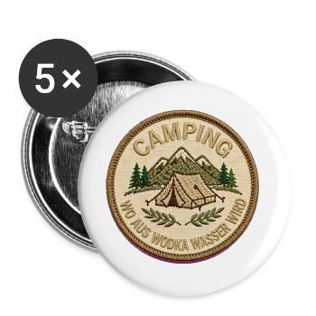 Campingpatch Bergwald Zeltmotiv - Buttons groß 56 mm (5er Pack) - Weiß - Vorne
