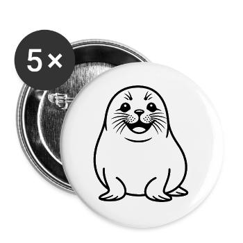 Cute Seal Line Drawing - Buttons large 2.2''/56 mm (5-pack) - white - Front
