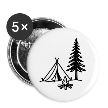 Camping Tent with Campfire and Christmas Tree Outdoor - Buttons large 2.2''/56 mm (5-pack) - white - Front