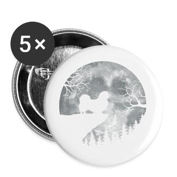 Pekingese Full Moon - Peke Dog Mom Dad Lap Dog - Buttons large 2.2''/56 mm (5-pack) - white - Front