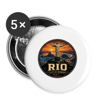 Rio de Janeiro Vintage Travel Badge - Buttons large 2.2''/56 mm (5-pack) - white - Front