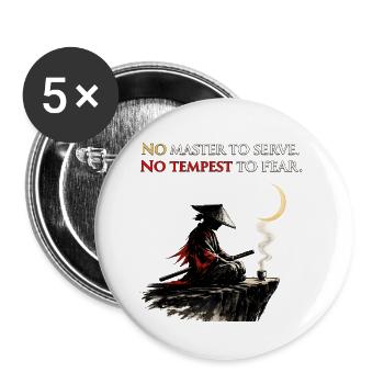 No Master To Serve No Tempest To Fear Samurai Tee - Buttons large 2.2''/56 mm (5-pack) - white - Front