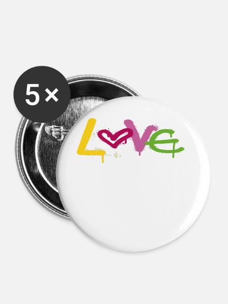 Pride Graffiti Liebe - Buttons groß 56 mm (5er Pack) - Weiß