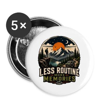 Less Routine More Memories - Buttons large 2.2''/56 mm (5-pack) - white - Front