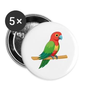 Tropical Parrot - Buttons large 2.2''/56 mm (5-pack) - white - Front